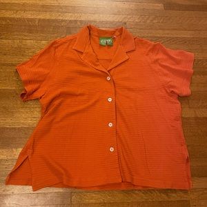 big bud press pantry ribbed cotton button up clay burnt orange shirt large